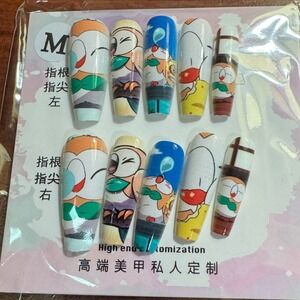 Press on Nails Cute Cartoon Anime Long Coffin False Nail Tips‎ Set